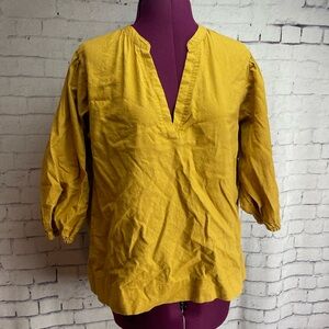 Calligraphie size small golden yellow linen blend blouse